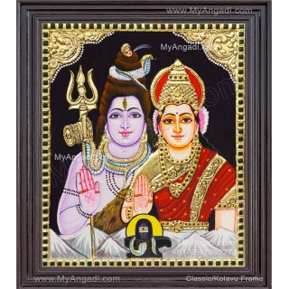 Shivan Parvathi Tanjore Painting