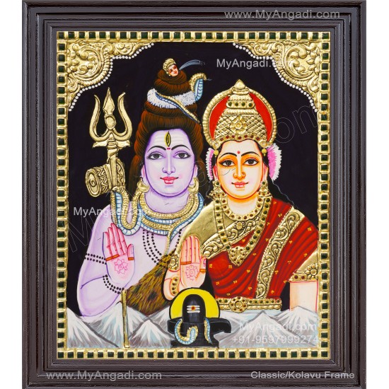 Shivan Parvathi Tanjore Painting