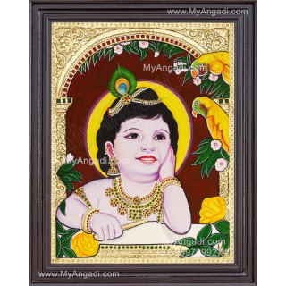 Parrot Krishna Tanjore Painting