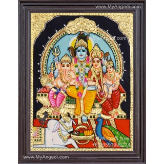 Shivan Family Tanjore Painting