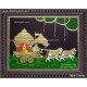 Geetha Saaram Tanjore Painting, Geetha Saram Tanjore Painting, Krishna Arjuna Chariot Tanjore Painting