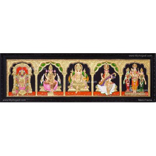 5 Panel Balaji Lakshmi Murugan Ganesha Saraswathi Tanjore Painting