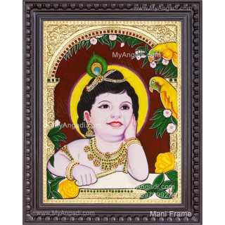 Parrot Krishna Tanjore Painting
