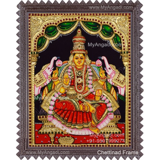 Gajalakshmi 3d Embossed Tanjore Painting