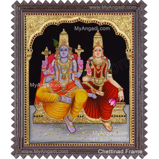 Vishnu and Lakshmi Tanjore Painting