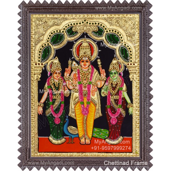 Murugan Valli Deivanai Tanjore Painting