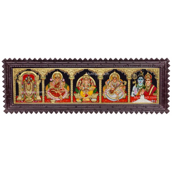 Panel Balaji Lakshmi Sivan Parvathi Ganesha Saraswathi Tanjore Painting
