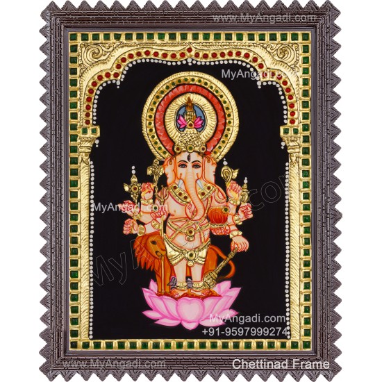 Kan Dhrishti Ganapati Tanjore Painting