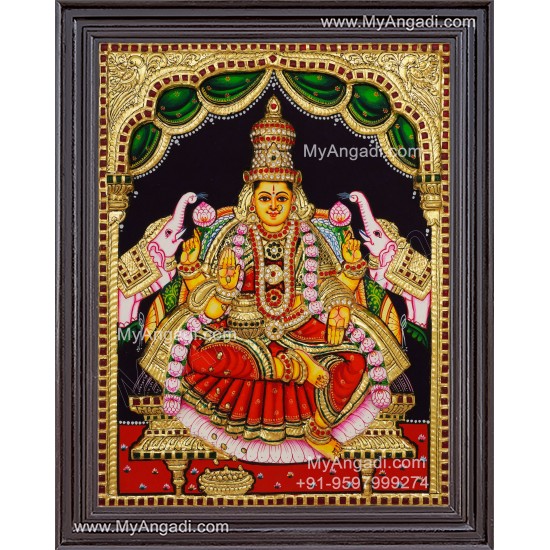 Gajalakshmi 3d Embossed Tanjore Painting