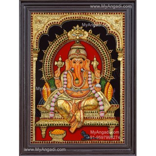 Ganesha 3d Embossed Tanjore Painting