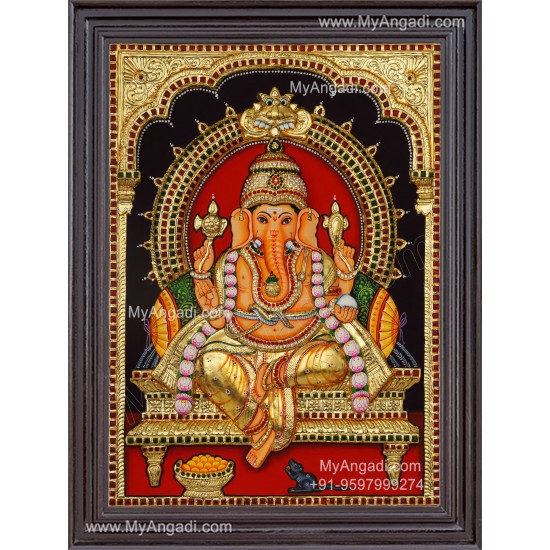 Ganesha 3d Embossed Tanjore Painting