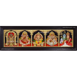 Panel Balaji Lakshmi Sivan Parvathi Ganesha Saraswathi Tanjore Painting