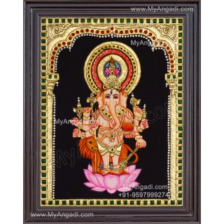 Kan Dhrishti Ganapati Tanjore Painting