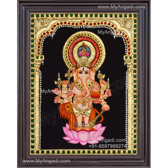 Kan Dhrishti Ganapati Tanjore Painting