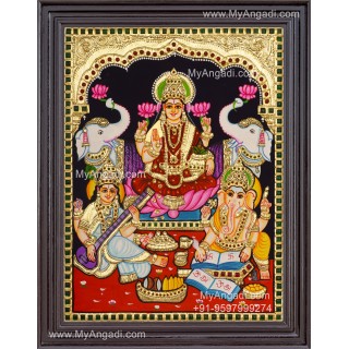 Ganesha Lakshmi Saraswathi Tanjore Painting