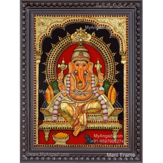 Ganesha 3d Embossed Tanjore Painting