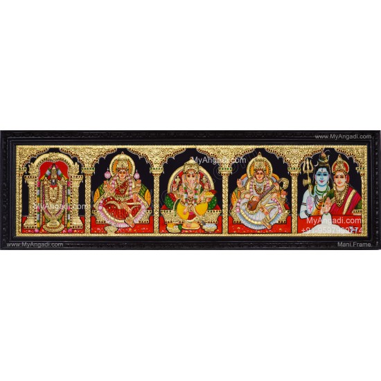 Panel Balaji Lakshmi Sivan Parvathi Ganesha Saraswathi Tanjore Painting