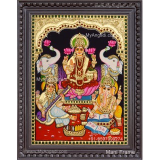 Ganesha Lakshmi Saraswathi Tanjore Painting