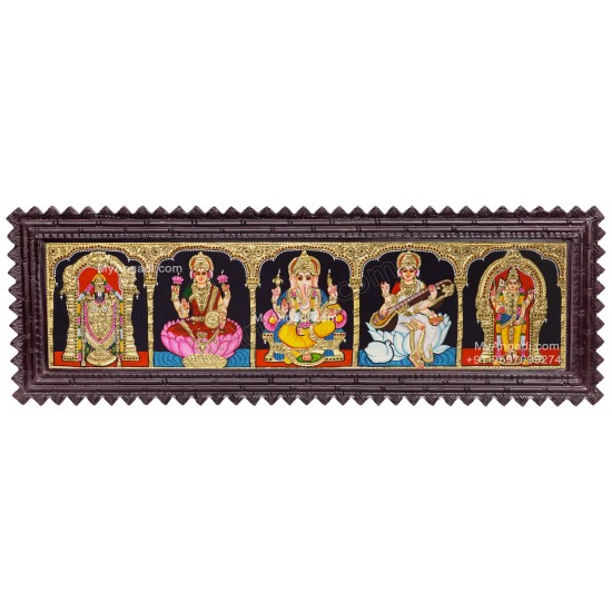 5 God - Ganesha, Lakshmi, Saraswathi, Balaji, Murugan Tanjore Painting 5 God - Ganesha, Lakshmi, Saraswathi, Balaji, Murugan Tanjore Painting