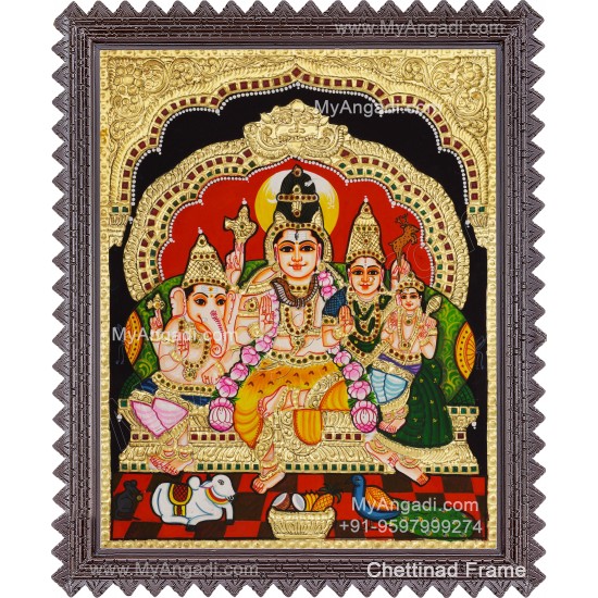 Shivan Family Tanjore Painting Shivan Family Tanjore Painting