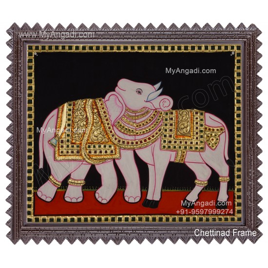 Bull and Elephant Optical Illusion in Airavatesvara Temple Tanjore Painting