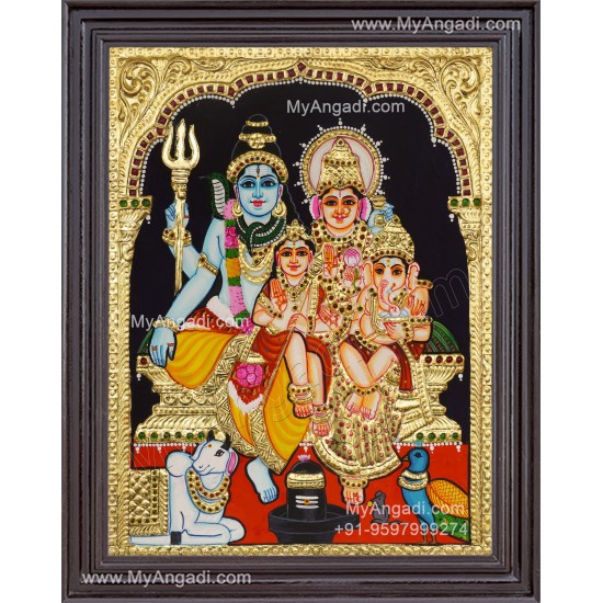Shivan Family Tanjore Painting Shivan Family Tanjore Painting