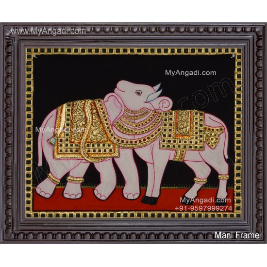 Bull and Elephant Optical Illusion in Airavatesvara Temple Tanjore Painting