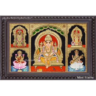 5 God Balaji Lakshmi Murugan Ganesha Saraswathi Tanjore Painting