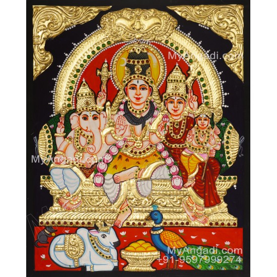 Shivan Family Tanjore Painting Shivan Family Tanjore Painting