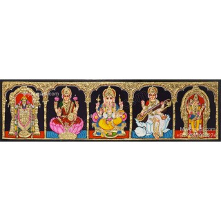 5 God - Ganesha, Lakshmi, Saraswathi, Balaji, Murugan Tanjore Painting 5 God - Ganesha, Lakshmi, Saraswathi, Balaji, Murugan Tanjore Painting