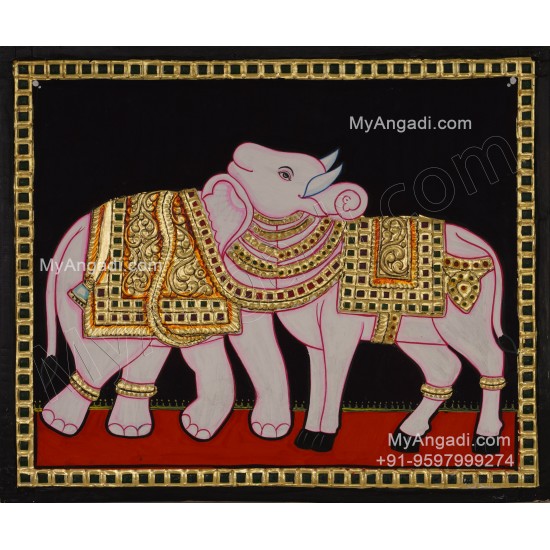 Bull and Elephant Optical Illusion in Airavatesvara Temple Tanjore Painting