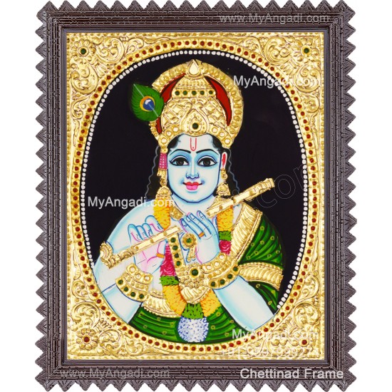 Flute Krishna Tanjore Painting