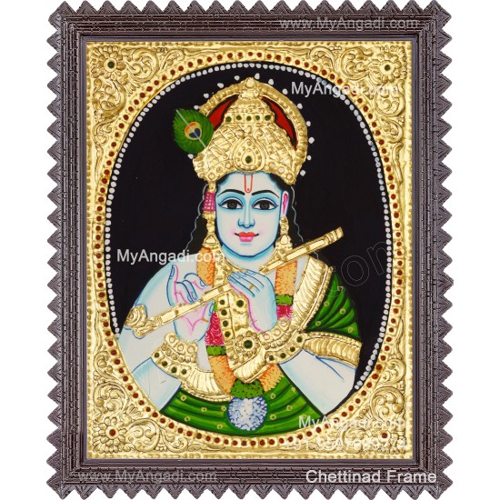 Flute Krishna Tanjore Painting