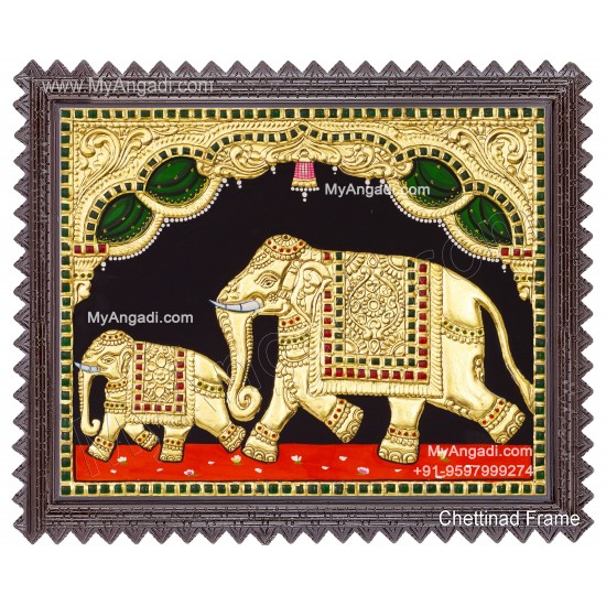 Elephant Calf Tanjore Painting