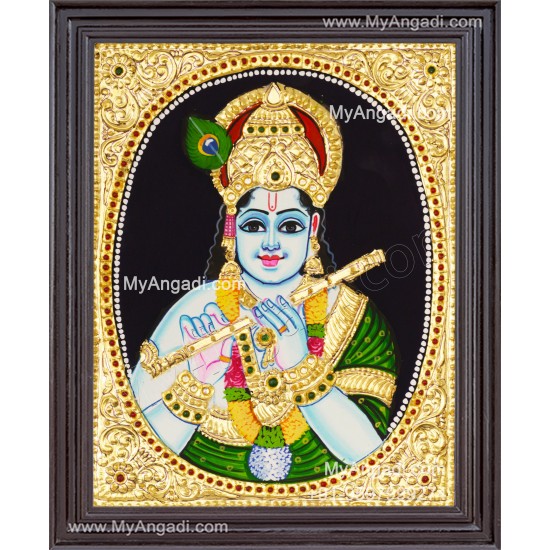 Flute Krishna Tanjore Painting