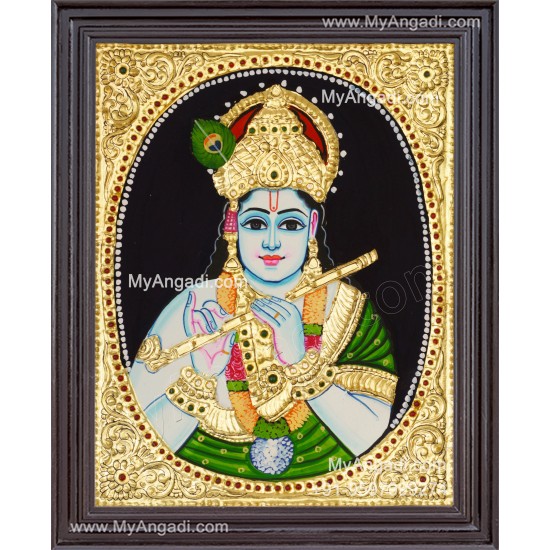 Flute Krishna Tanjore Painting