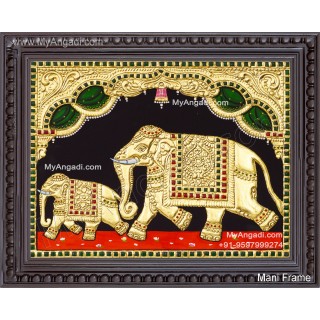 Elephant Calf Tanjore Painting