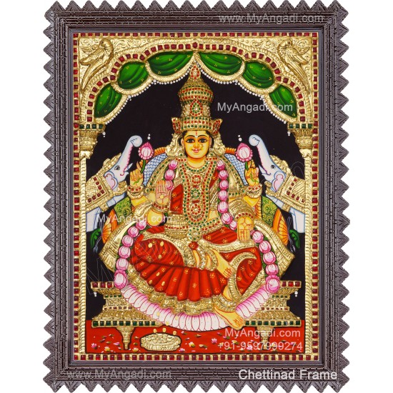 Gajalakshmi 3d Embossed Tanjore Painting