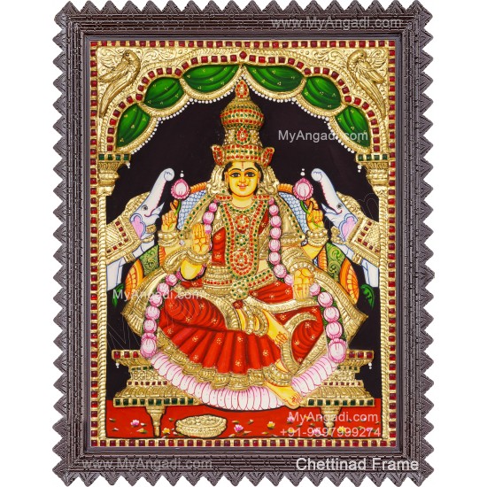 Gajalakshmi 3d Embossed Tanjore Painting