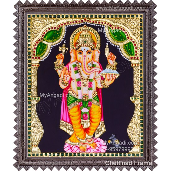 Standing Ganesha Tanjore Painting 