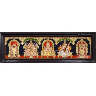 5 Panel Balaji Lakshmi Murugan Ganesha Saraswathi Tanjore Painting