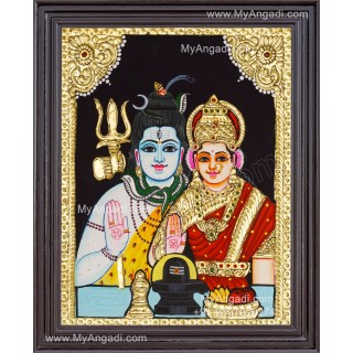 Shivan Parvathi devi Tanjore Painting