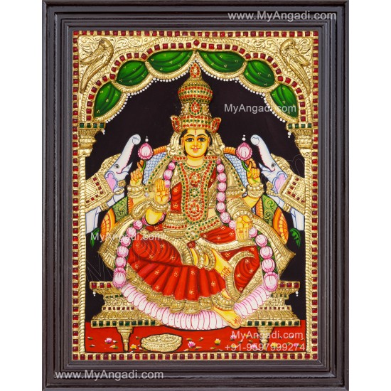 Gajalakshmi 3d Embossed Tanjore Painting