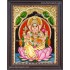 Ganesha On Lotus Tanjore Paintings