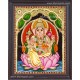 Ganesha On Lotus Tanjore Paintings