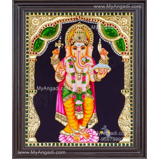 Standing Ganesha Tanjore Painting 