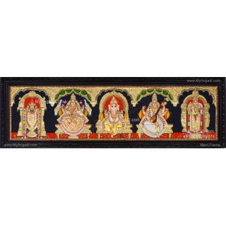 5 Panel Balaji Lakshmi Murugan Ganesha Saraswathi Tanjore Painting