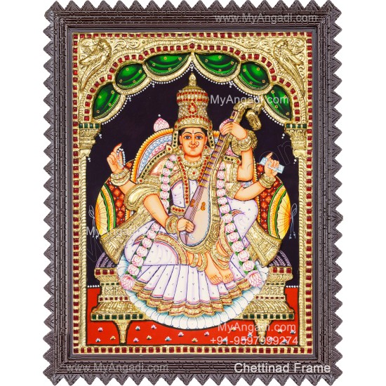 Saraswathi  3D Tanjore Painting