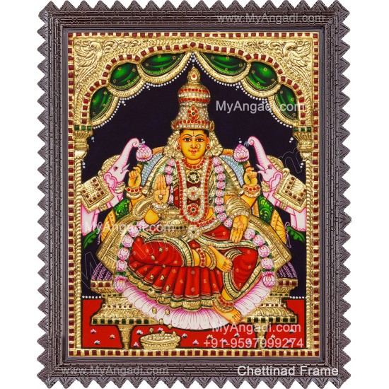 Gajalakshmi 3d Embossed Tanjore Painting