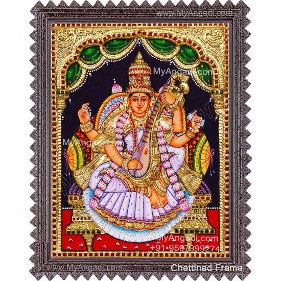 Saraswathi  3D Tanjore Painting